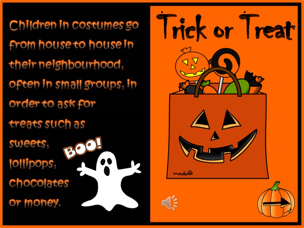 Trick or Treat Children in costumes go from house to house in their neighbourhood,